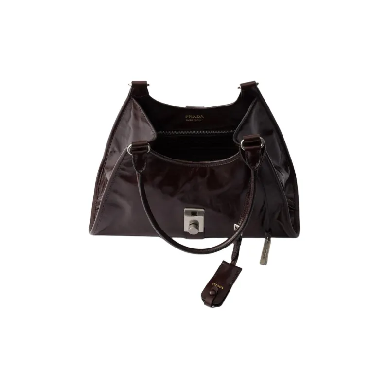 PRADA Calfskin Tote Bag, Shopping Bag, Handbag, Shoulder Bag Medium Size Women's Dark Brown-3