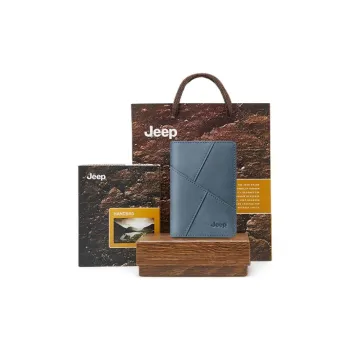 Jeep Genuine Leather Cow Leather Card Holder Regular Men's Sky Blue