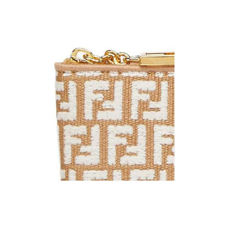 FENDI Raffia Clutch Medium Size Women's Brown Pink-4