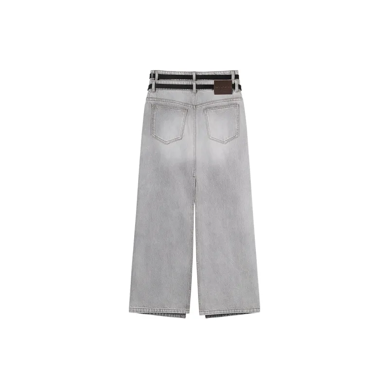 Miss Sixty Denim Long Skirts Women's Light Gray-1