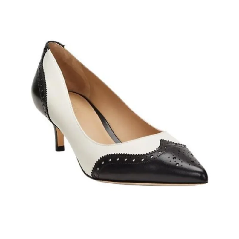 LAUREN RALPH LAUREN Adrienne Slim Heel High Heels 5cm Women's Black White-2