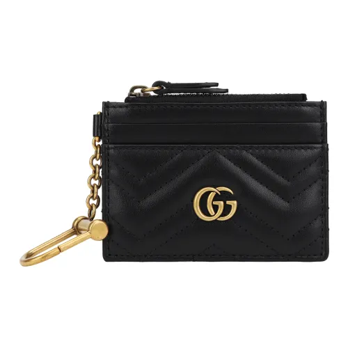 GUCCI GG Marmont Quilting Leather Coin Purses Card Holders Women's Black