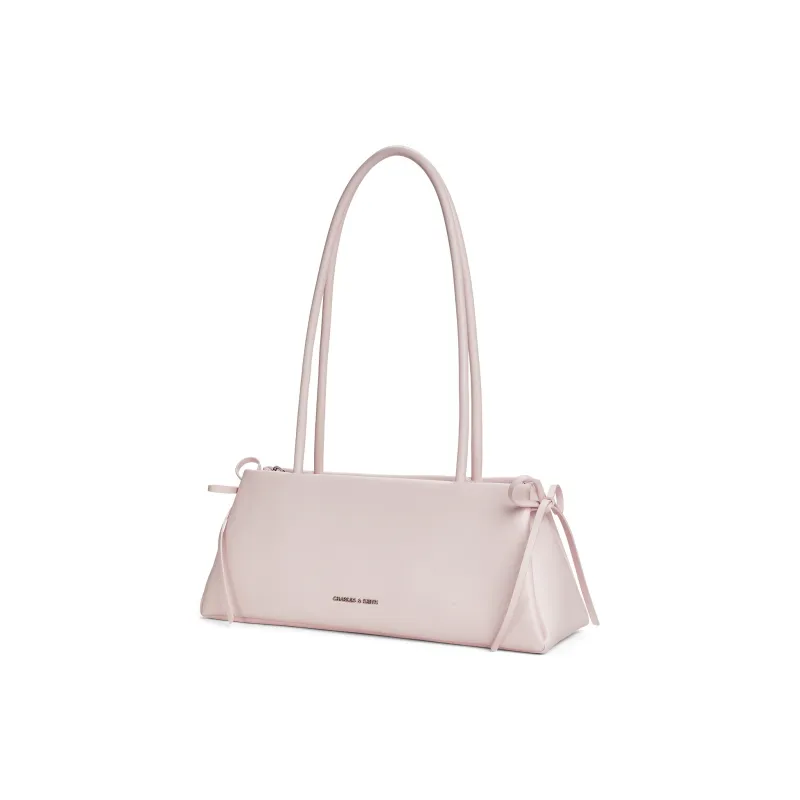 CHARLES&KEITH PU Shoulder Bag Medium Size Women's Light Pink/Noir Black/White/Sea Salt Blue-9