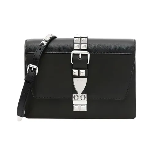PRADA Cow Leather Messenger Bag Shoulder Bag Crossbody Bag Women's Black