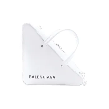 Balenciaga Leather Triangle Bag, One Shoulder Handbag Regular Women's White