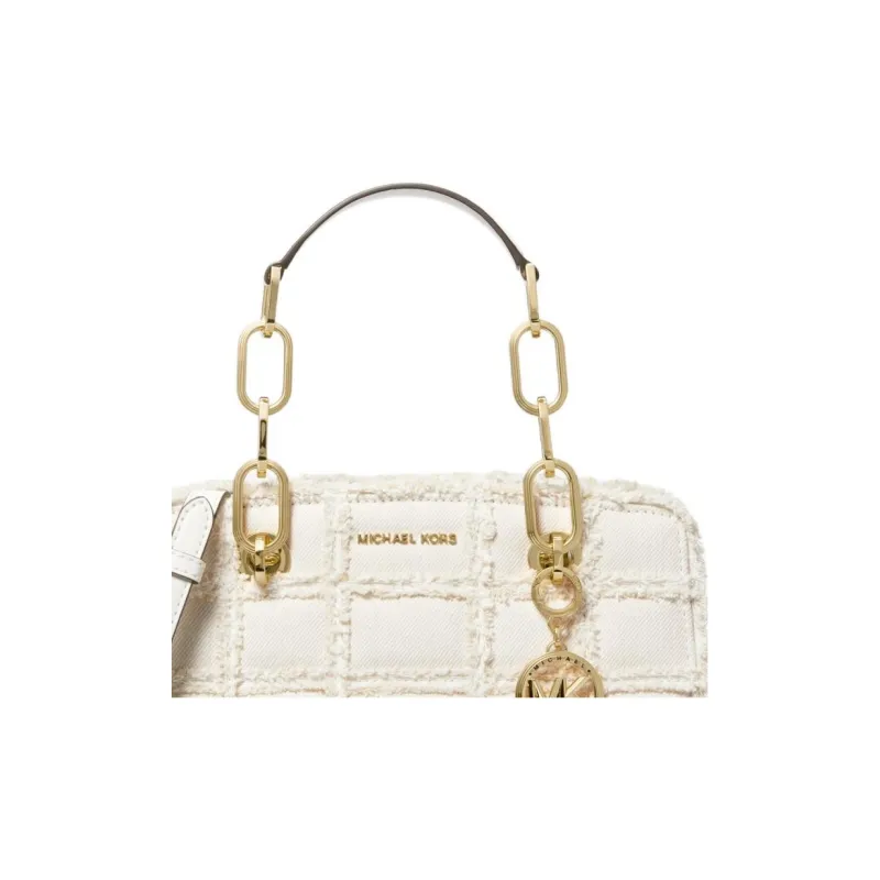 MICHAEL KORS Cynthia Fabric Shoulder Bag, Crossbody Bag, Handbag Trumpets Women's Pure White-2