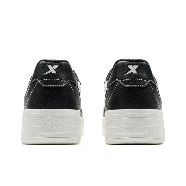 XTEP Air Force One Lightweight Wear-Resistant Height Increasing Low-Top Skateboard Shoes Women's White Black-4