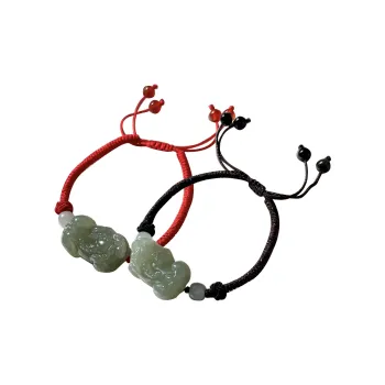 Cuiya Golden Building Hetian Jade Bracelets Pale Greenish White Jade Unisex