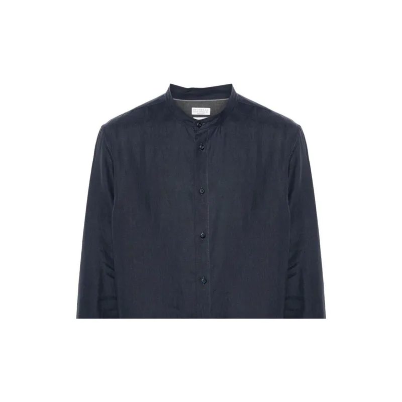Brunello Cucinelli Band-collar Hemp Shirt-5