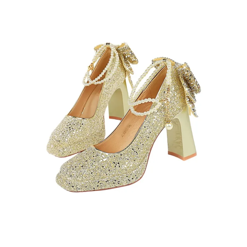 QITUMAUL Chunky Heel High Heels 9cm Women's-11