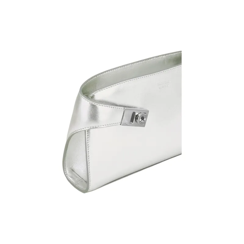FERRAGAMO Calfskin Shoulder Bag Crossbody Bag Mini Women's Silver-4