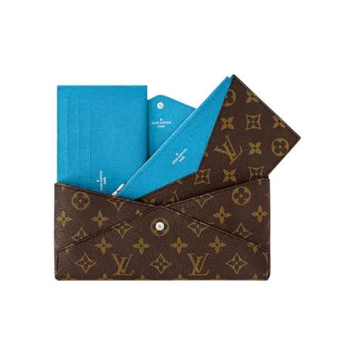 LOUIS VUITTON Leather Trim 3 in 1 Clutch Women's Blue & Brown