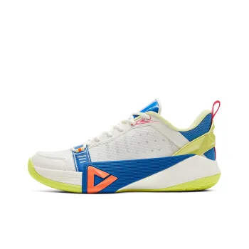 PEAK Anti Slip And Wear Resistant Rebound Low Top Basketball Shoes Men's White Blue Yellow