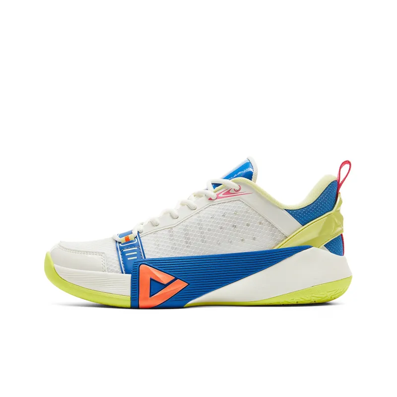PEAK Anti-Slip And Wear-Resistant Rebound Low-Top Basketball Shoes Men's White Blue Yellow-0