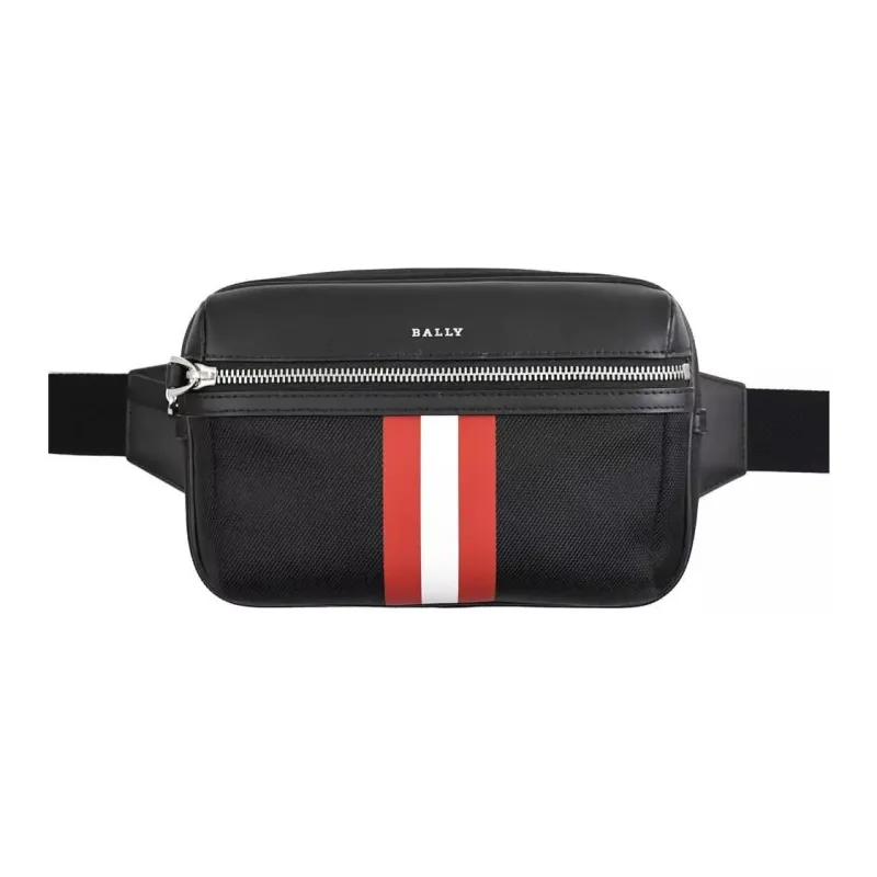 BALLY Fabric With Cow Leather Fanny Pack Men's Black-1