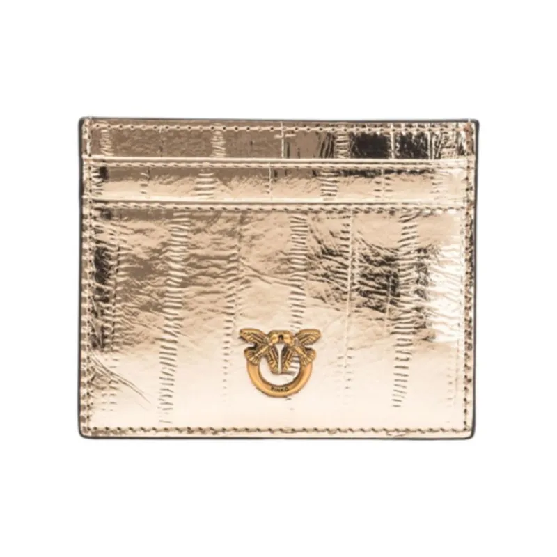PINKO Cow Leather Card Holder Mini Women's Gold-0