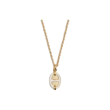 HERMES Cold Plated Gold Necklaces Women's White
