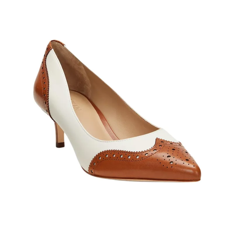 LAUREN RALPH LAUREN Adrienne Slim Heel High Heels 5cm Women's White Brown-2