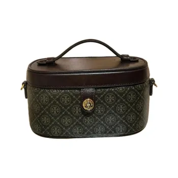 TORY BURCH T Monogram Synthetic Leather Makeup Bag, Shoulder Bag, Crossbody Bag, Handbag Women's Black Coffee