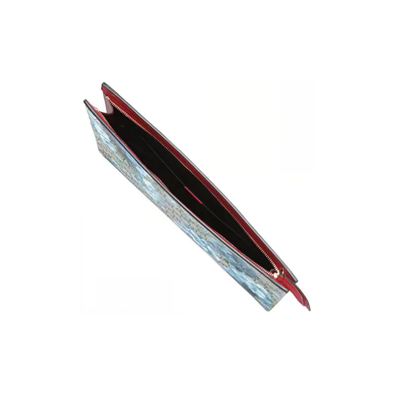 GUCCI Leather Clutch Women's Ebony/Sky Blue/Red-1