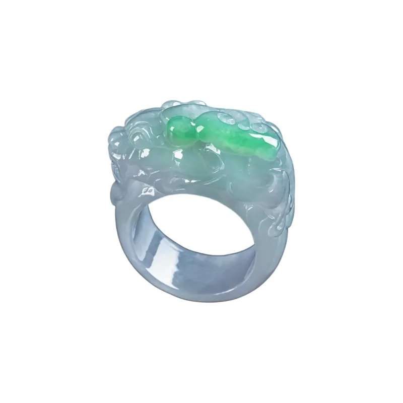 PUPAN Ice Glutinous Jadeite Rings Unisex-0