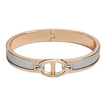 HERMES Enamel Metal Rose Gold-Plated Bracelets Women's Gold