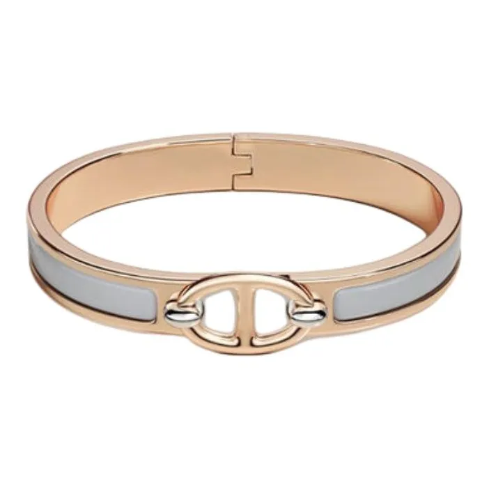 HERMES Enamel Metal Rose Gold-Plated Bracelets Women's Gold-0