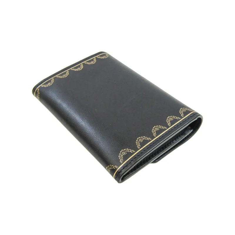 CARTIER GUIRLANDE Calfskin Card Holder Wallet Women's Black-3