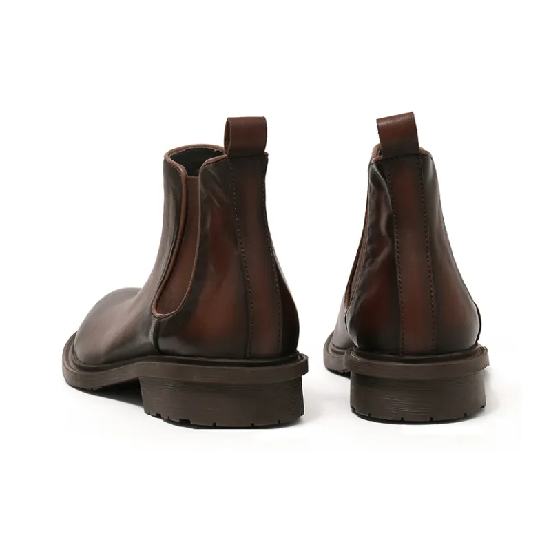 Turns By Turns Short Chelsea Boots Men's Coffee-2