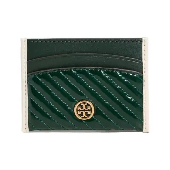 TORY BURCH Robinson Patent Leather Card Holder Regular Women's Pine Green