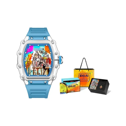 BOZLUN KOTA Collaboration, I Am Legend Collection Mechanical Movement Silicone Strap Watch Men
s Watches Blue Dial