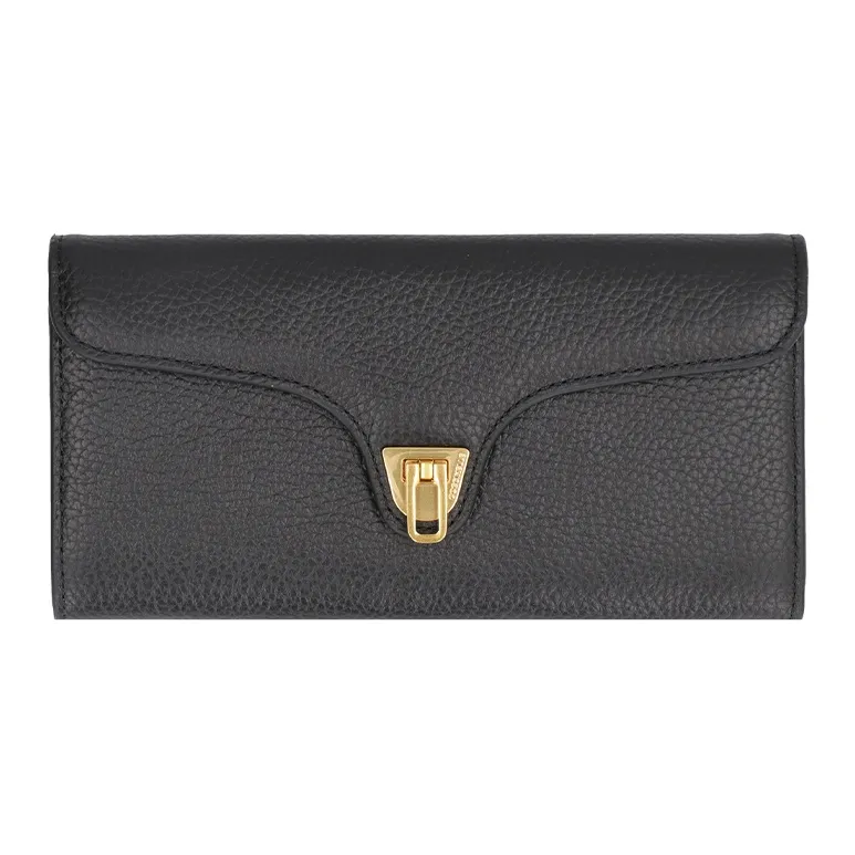 COCCINELLE Beat Cow Leather Wallet Women's Black-0