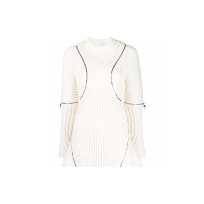 Alexander McQueen Long-Sleeved Dresses Women's White-4