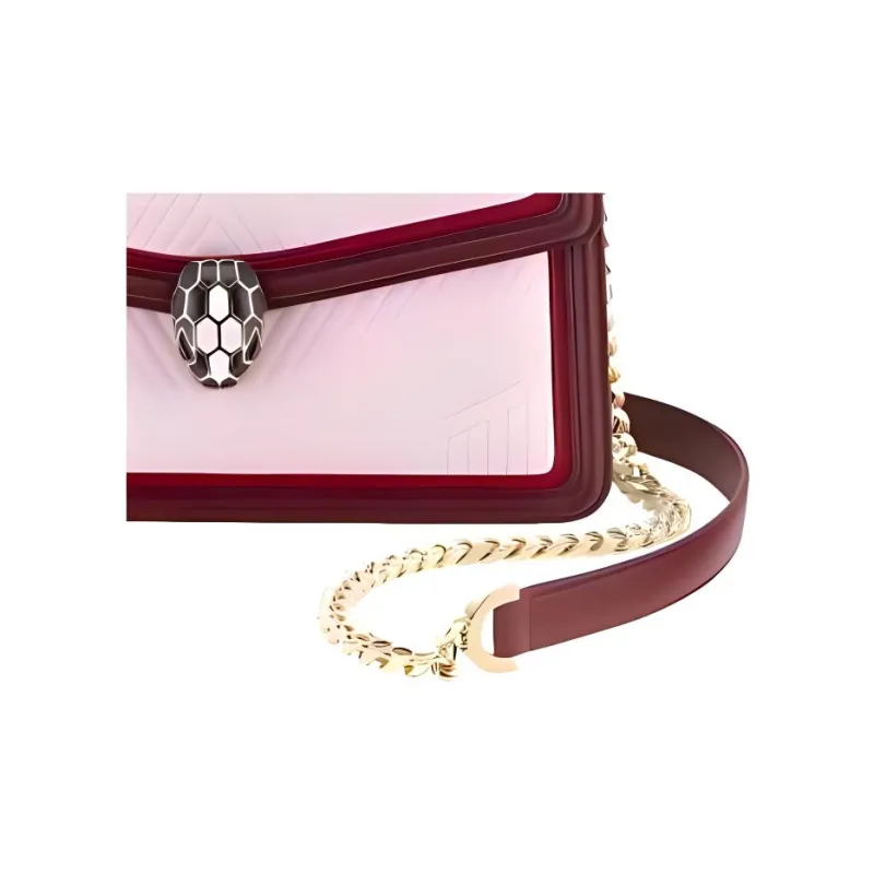 BVLGARI Serpenti Diamond Blast Calfskin Crossbody Bag Shoulder Bag Small Size Women's Rose-3
