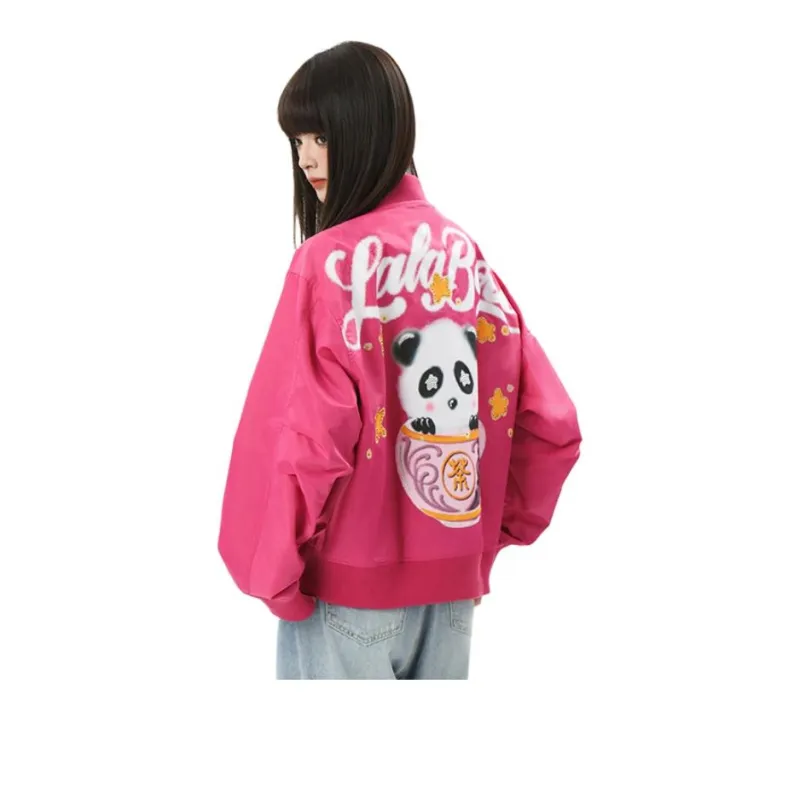LALABOBO Baseball Jacket Women's Pink-0