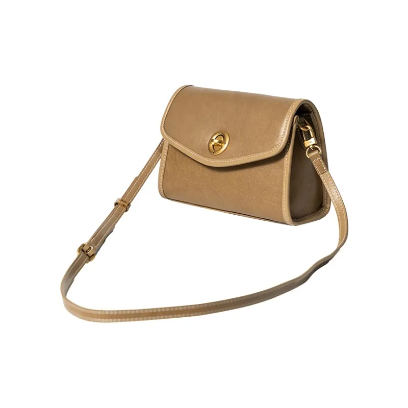 OMI Top Grain Cow Leather Crossbody Bag Women's Pitch Black/Dark Brown/Khaki Brown-14