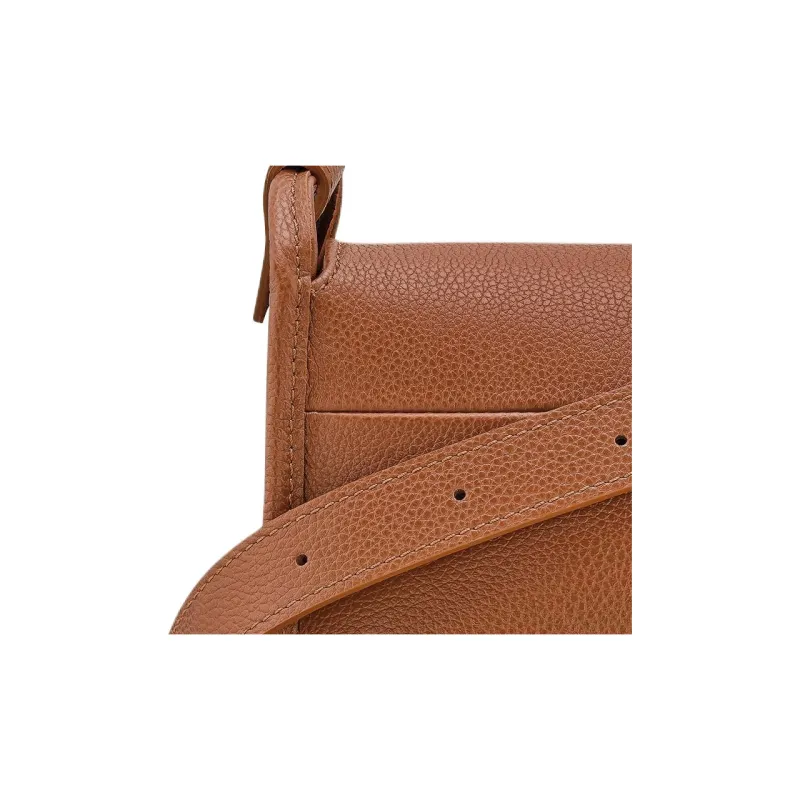 LONGCHAMP Le Foulonné Cow Leather Shoulder Bag Medium Size Women's Caramel-4