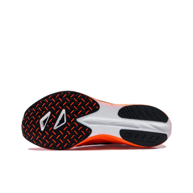 Erke Cushioned Slip-Resistant Low-Top Full-Length Carbon Plate Sprint Running Shoes Men's Fluorescent Afterglow Red-4