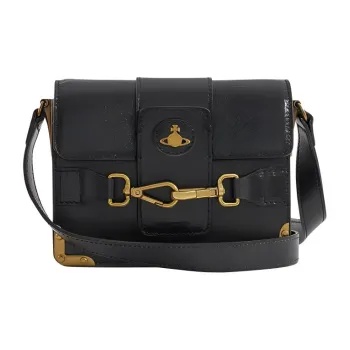 Vivienne Westwood Polished Leather Shoulder Bag, Crossbody Bag Trumpets Women's Black