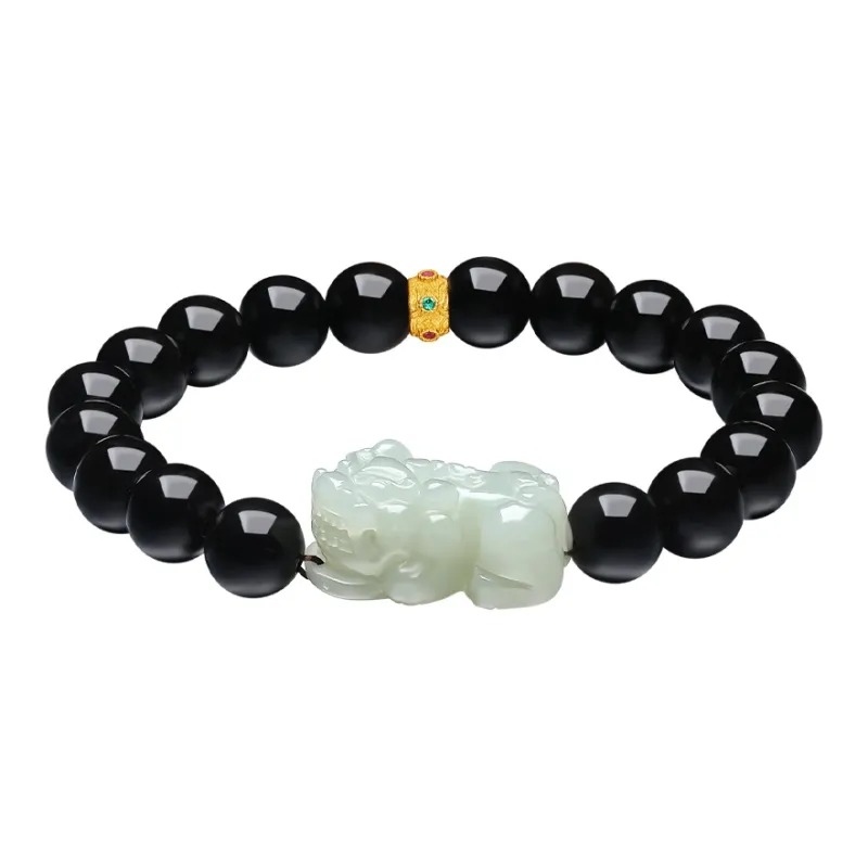 Century Edge Jewelry Hetian Jade Bracelets Pale Greenish White Jade Men's-0