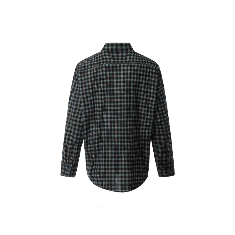 VINMUK Shirt Unisex Black Blue Plaid-1