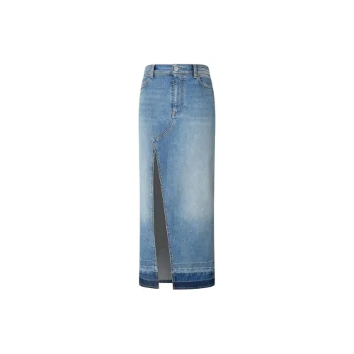 PINKO Side Slit Midi Denim Skirt