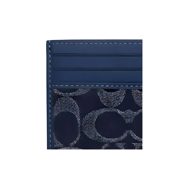 COACH Cow Leather Card Holder Mini Unisex Denim Blue-3