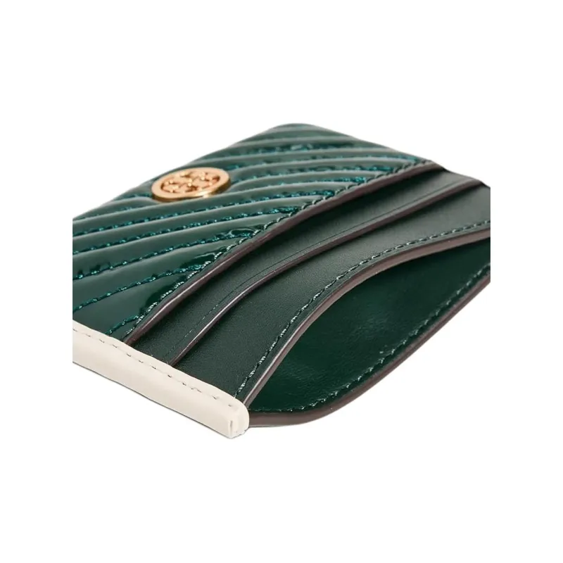 TORY BURCH Robinson Patent Leather Card Holder Regular Women's Pine Green-2