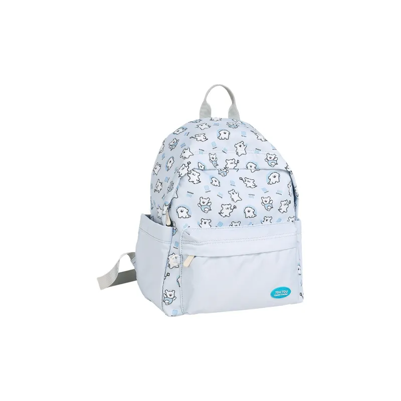 TOUTOU Maltese Collaboration Fabric Backpack Large Size Women's Cream Yellow/Sea Salt Blue-9