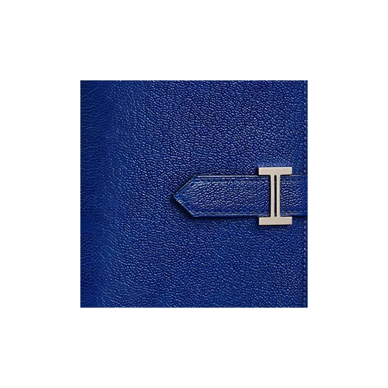 HERMES Bearn Mysore Goat Skin Wallet Women's 7T Electric Blue-2