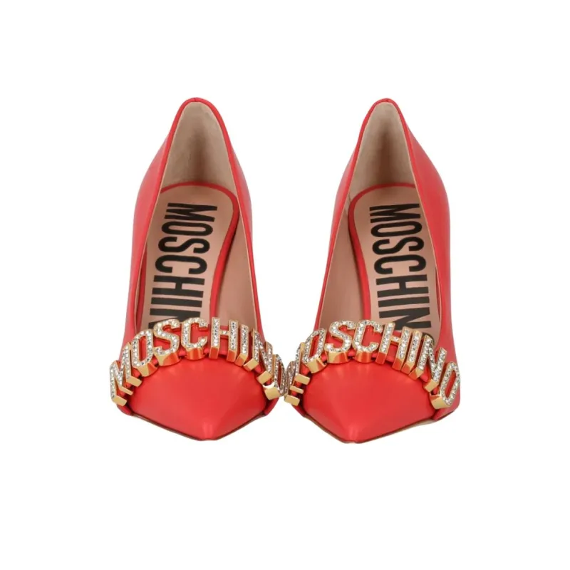 MOSCHINO Slim Heel High Heels 8.2cm Women's Red-3