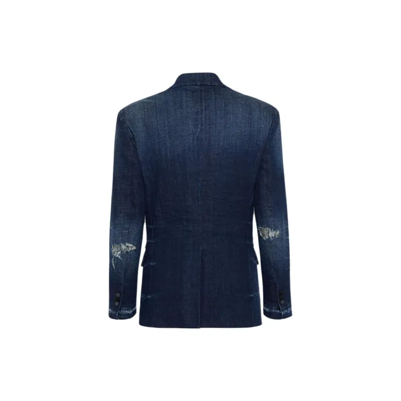 DSQUARED 2 Dark Ripped Wash J.C. Denim Distressed Blazer-1