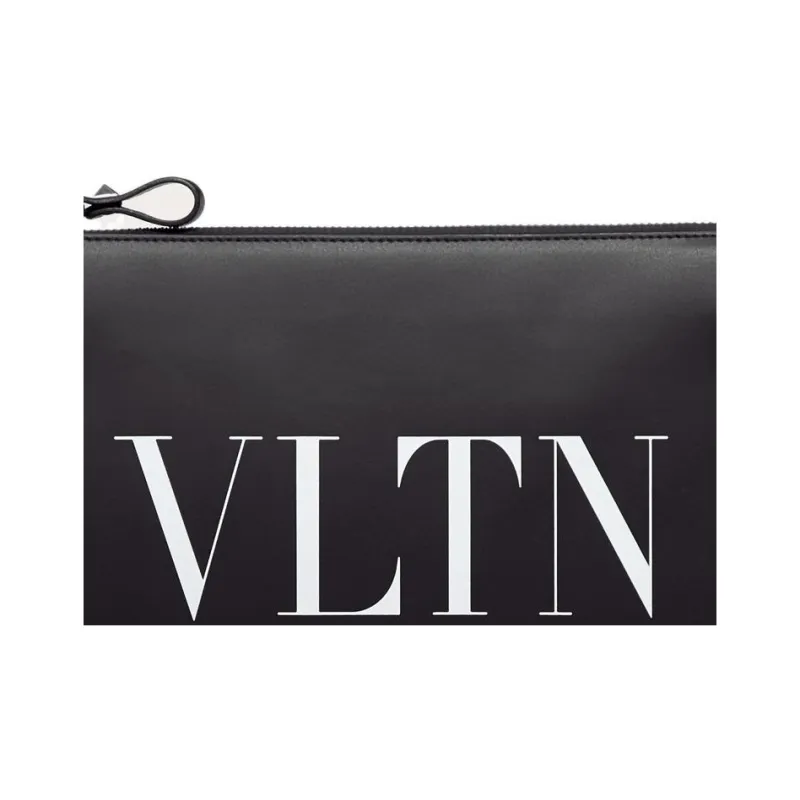 Valentino GARAVANIVLTN Cow Leather Clutch Men's Black-3