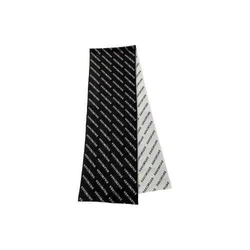 Balenciaga Wool Knit Scarves Unisex Gray Black Double-Sided